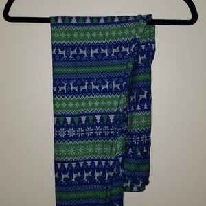 NWOT Lularoe Holiday TC Leggings, Knit Print
